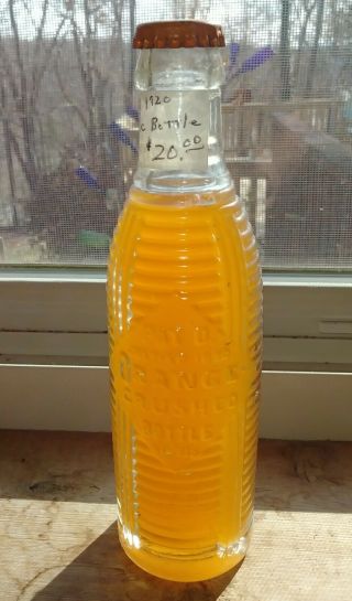 Rare Vintage Full Orange Crush Beehive Bottle From The 1920 