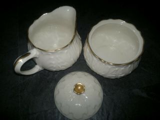 Lenox Usa Porcelain Woodland Sugar Bowl With Lid And Cream Jug Vintage Antique