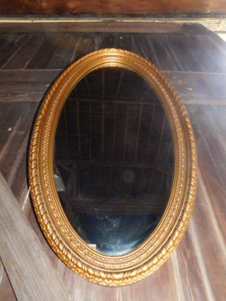 Vintage Huge Hollywood Vanity Bath Bed Hall Entry Oval Wall Mirror Mid Century