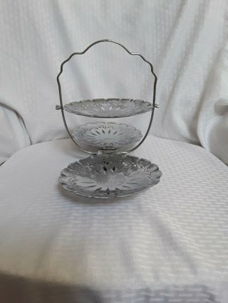 Vintage Serving Dish Silverplate 3 Tier Folding for Candy/Nuts/ Bon Bons 2