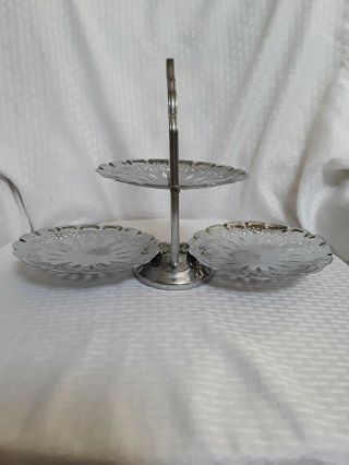 Vintage Serving Dish Silverplate 3 Tier Folding for Candy/Nuts/ Bon Bons 3