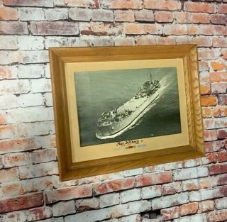 Vintage Framed 13 X 9 Memento Picture Uss Lst 1148 Navy Ship Summer County Wwii