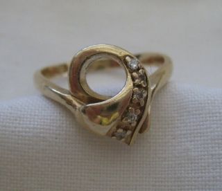Uncommon Vintage Mid 20th C.  14k & Diamond Size 7 Ring Impressed Triangle Mark