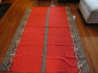 Vintage Lucy And Me Bear Red Christmas Table Cloth Oblong
