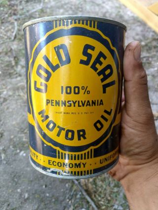 Vintage Gold Seal Motor Oil Can