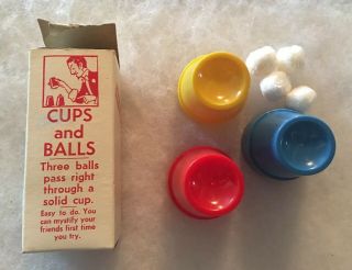 Adams Magic Cups And Balls Old Majic Tricks Box Instructions Neat