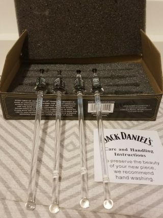 Jack Daniels Old Number 7 Swizzle Stir Sticks Set of 4 Glass - 2005 3