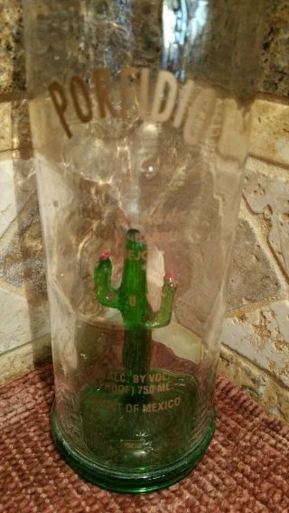 Porfidio Hand Numbered Tequila Empty Bottle Green Handblown Glass Saguaro Cactus