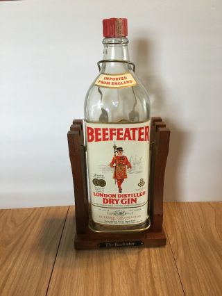 The Beefeater Gin 1 Gallon Bottle On Wood Stand Tilt Pour England