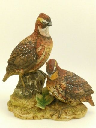 Vintage Ethan Allen Pair Quail Birds Porcelain Figurine Statue Sculpture Japan