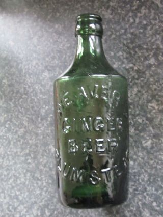 Vintage " Weavers " Plumstead.  Green Glass Ginger Beer Bottle.  South London Shop.