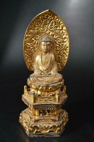 U4020: Japanese Xf Wood Carving Buddhist Statue Sculpture Ornament Buddhist Art