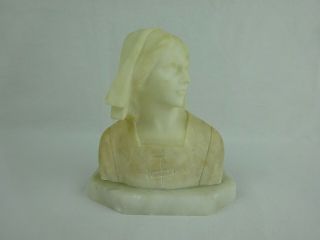 Vintage Alabaster / Marble Sculpture Joan Of Arc Bust Unsigned 6 " Tall