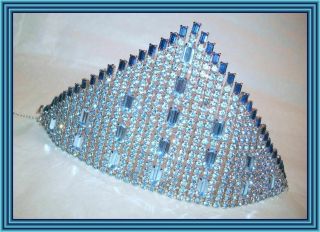 Sherman Sapphire & Sky Blue - 3.  25 " Wd Graduated Pyramid Motif Cuff Bracelet Nr