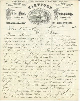 1869 Hartford Fire Insurance Company Illustrated Billhead