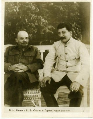 1930s Stalin And Lenin In 1922 Russian Photo Postcard 13 X 18 Cm