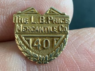 The L.  B.  Price Mercantile Co.  14k Gold 40 Years Of Service Award Pin.