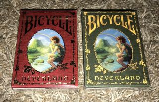 Set Of 2 Bicycle Neverland Green & Limited Edition Playing Card Decks
