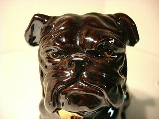 Vintage Bulldog Coin Bank Spike Collar / Ceramic Napco Pottery / W Lock / 1950s