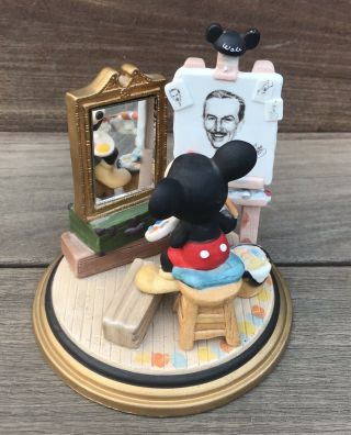 Mickey Mouse Self Portrait Painting Walt Disney Ceramic Figurine Vtg Disneyland