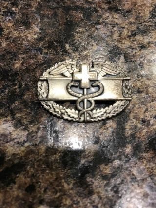Ww2 Us Army " Combat Medic " Nickel Plated Sterling Silver Medics Badge Pinback
