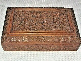 Antique Anglo Indian Sandal Wood Carved Open Work Large Box