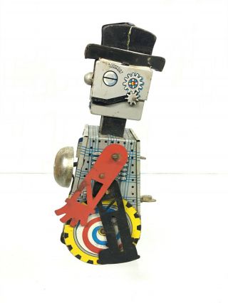 Vintage Ty Mego Man Robot Tin Litho Wind - Up Toy Japan
