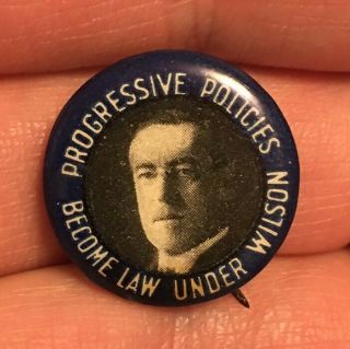 1912 Or 1916 Woodrow Wilson For President Democrat 7/8 " Celluloid Button Pin
