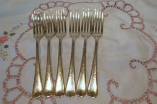 6 Vintage Epns A Silver Plated Dessert Forks - Old English Pattern 6.  75 " /17cms