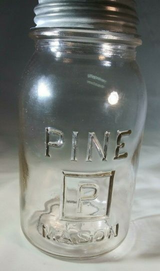 Vintage Pine " P In Square " Mason Jar Boyd 