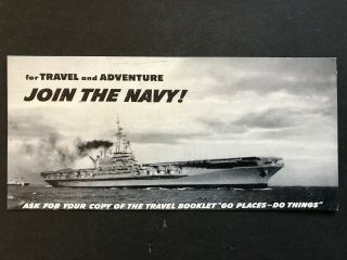 1959 Join The Navy Uss Coral Sea Aircraft Carrier Cv 43 Real Photo Blotter