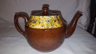 PRICE KENSINGTON BROWN BETTY 6 CUP TEAPOT MADE IN ENGLAND YELLOW BLUE DRIP 3