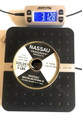 Vintage Nassau Solder Wire Pure Water White B Rosin Core Spec At 7076 Usa