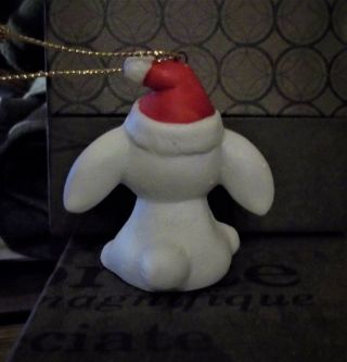 Homco christmas white bunny rabbit with santa hat Vintage ornament figurine 2