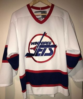 Winnipeg Jets Ccm Authentic Jersey Vintage Nhl Hockey Nhl 90s,  Made In Canada,  M