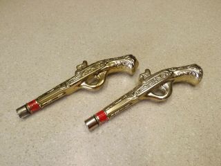 Avon Cologne Aftershave Bottles Two Collectible Gun Shaped Dueling Pistols Label