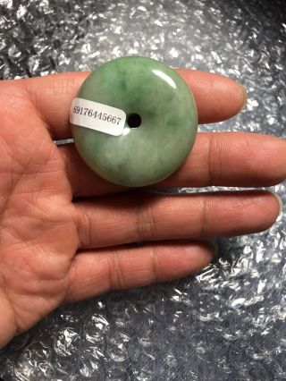 100 Natural Burmese Jadeite Jade Circle Donut Pendant Safety Buckle 88