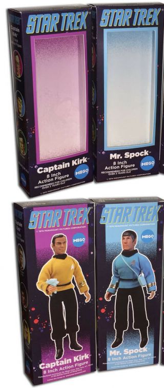 Mego Star Trek Captain Kirk And Mr Spock Boxes For 8 " Action Figures