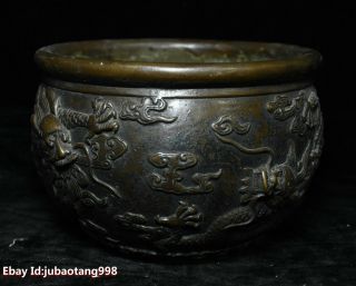 Old Chinese Bronze Two Dragon Statue Incense Burner Censer Incensory