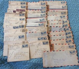 33 Ww2 Era Letters,  Panama Canal,  Construction Of Lock,  Stamps,  Censored,  Survey