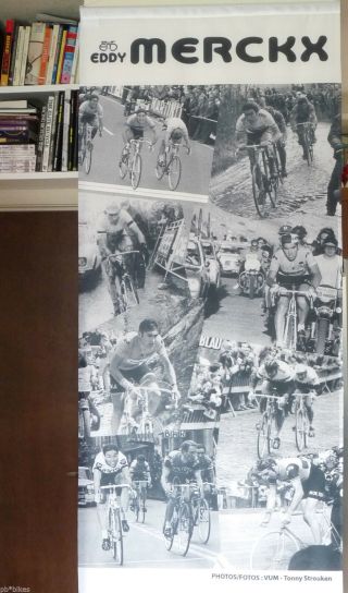 Eddy Merckx Cloth Banner 80 " X 32 " Huge Vintage Tour De France 7 Feet Tall Nos