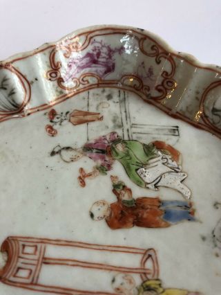 CHINESE 18th C QIANLONG FAMILLE ROSE TEAPOT STAND PUCE LANDSCAPE CARTOUCHES 3