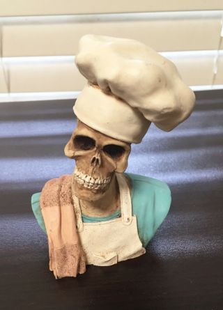 Day Of The Dead Skeleton Chef Figurine Goth Kitchen Steampunk