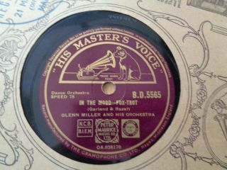 Glenn Miller " In The Mood " / " Out Of Space " 1940 Uk Oa.  038170 Hmv 78 Rpm Record