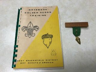 Boy Scout Bakersfield California Golden Acorn Training Award & Booklet