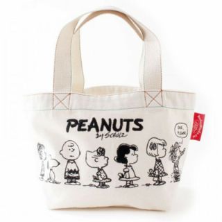 Snoopy Lunch Tote Bag Waiting / Natural Color Peanuts Kawaii F/s From Japan
