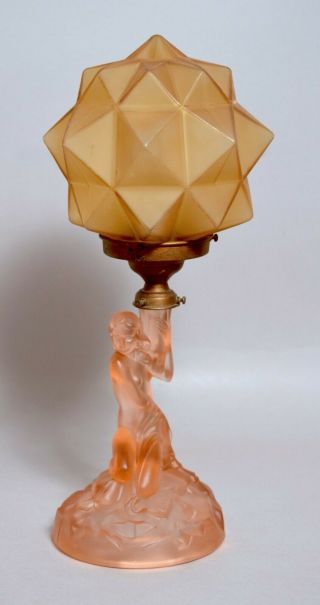 An Vintage German Walther Art Deco Glass Figural Lamp