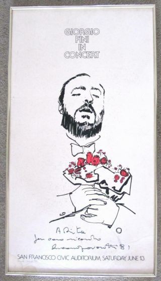 Vintage 1981 Yes,  Giorgio In Concert Poster Signed By Luciano Pavarotti