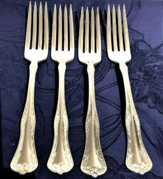 4 Queen Elizabeth 1908 National Double - Silverplate Dinner Forks