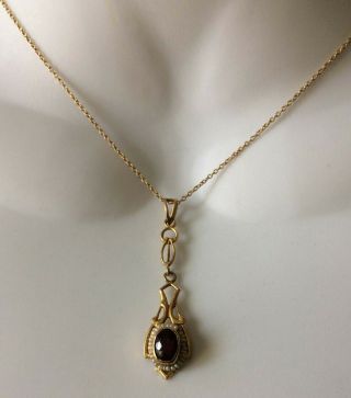 10k 10 Kt Solid Yellow Gold Amethyst Seed Pearl Pendant Necklace Wear Or Scrap 2